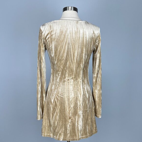 Emory Park Womens Long Sleeve Mini Dress Front Cutout Velvety Tan size Small - Picture 8 of 14